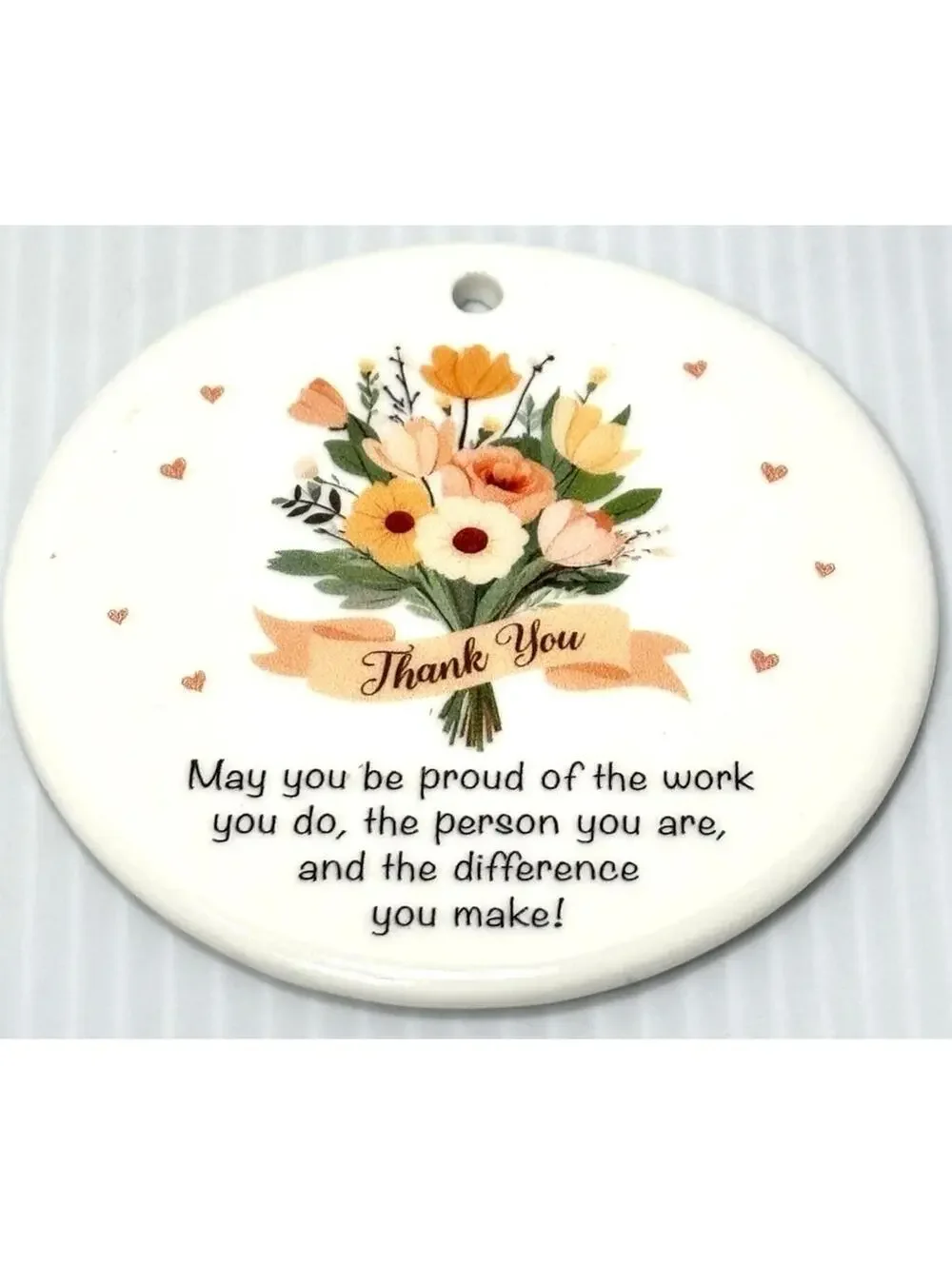 Thank You Floral Flower Bouquet Ornament Cute Keepsake Gift New No Ribbon-NEW
